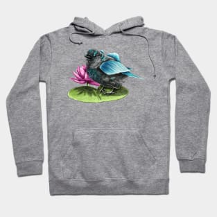 Magical water sparrow on lily pad Hoodie